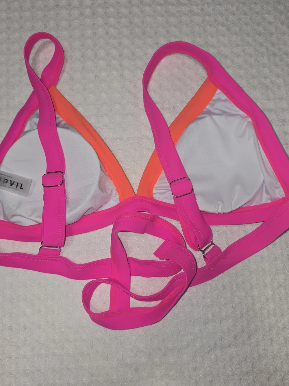 POPVIL TRIANGLE COLOR BLOCK BIKINI SET VIBRANT BLUE PINK ORANGE WOMENS MED NWT - Picture 10 of 10